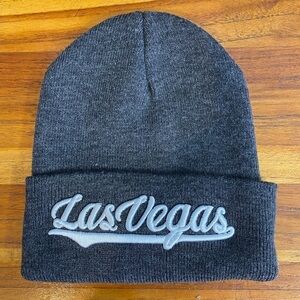 LAS VEGAS Men's women's gray embroidered Beanie for winter acrylic knit cap hat
